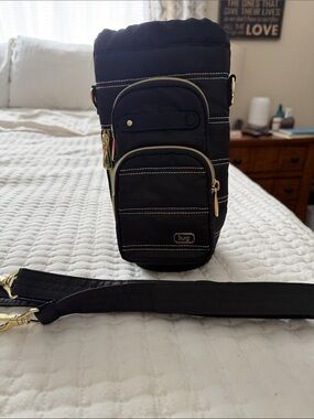 lug Black Huggie Wide Sling Belt Bag with Gold Hardware